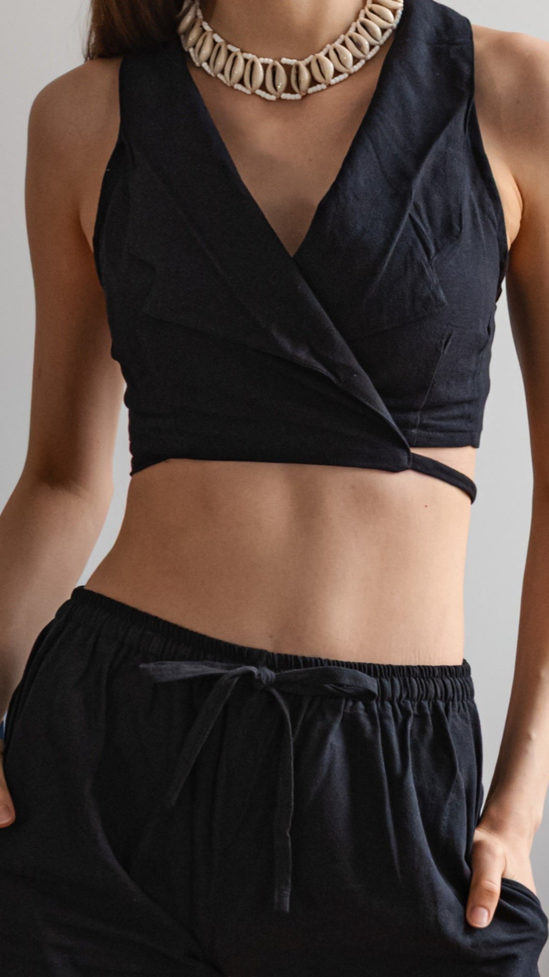 Women's linen wrap top – 100% linen
