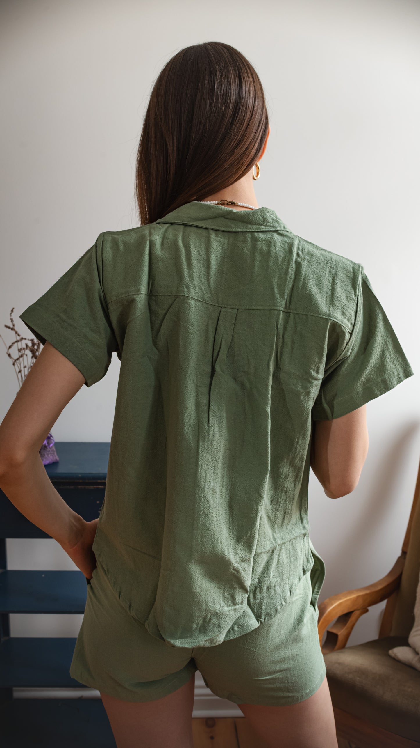 Kurzarm-Leinenbluse Damen - 100% Leinen