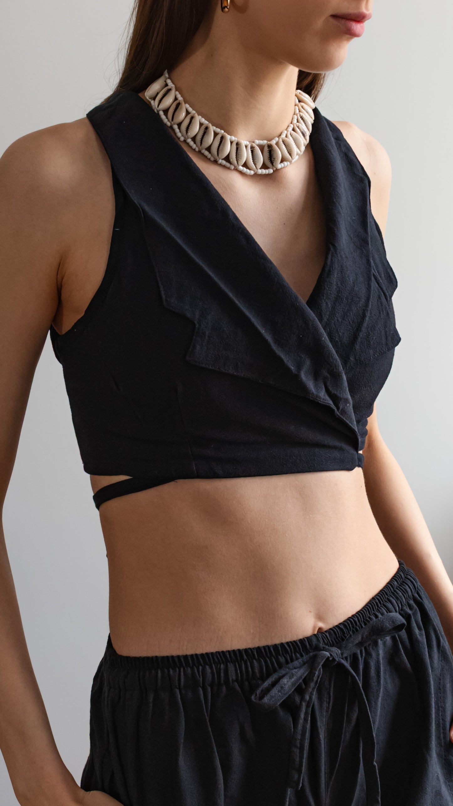 Women's linen wrap top – 100% linen