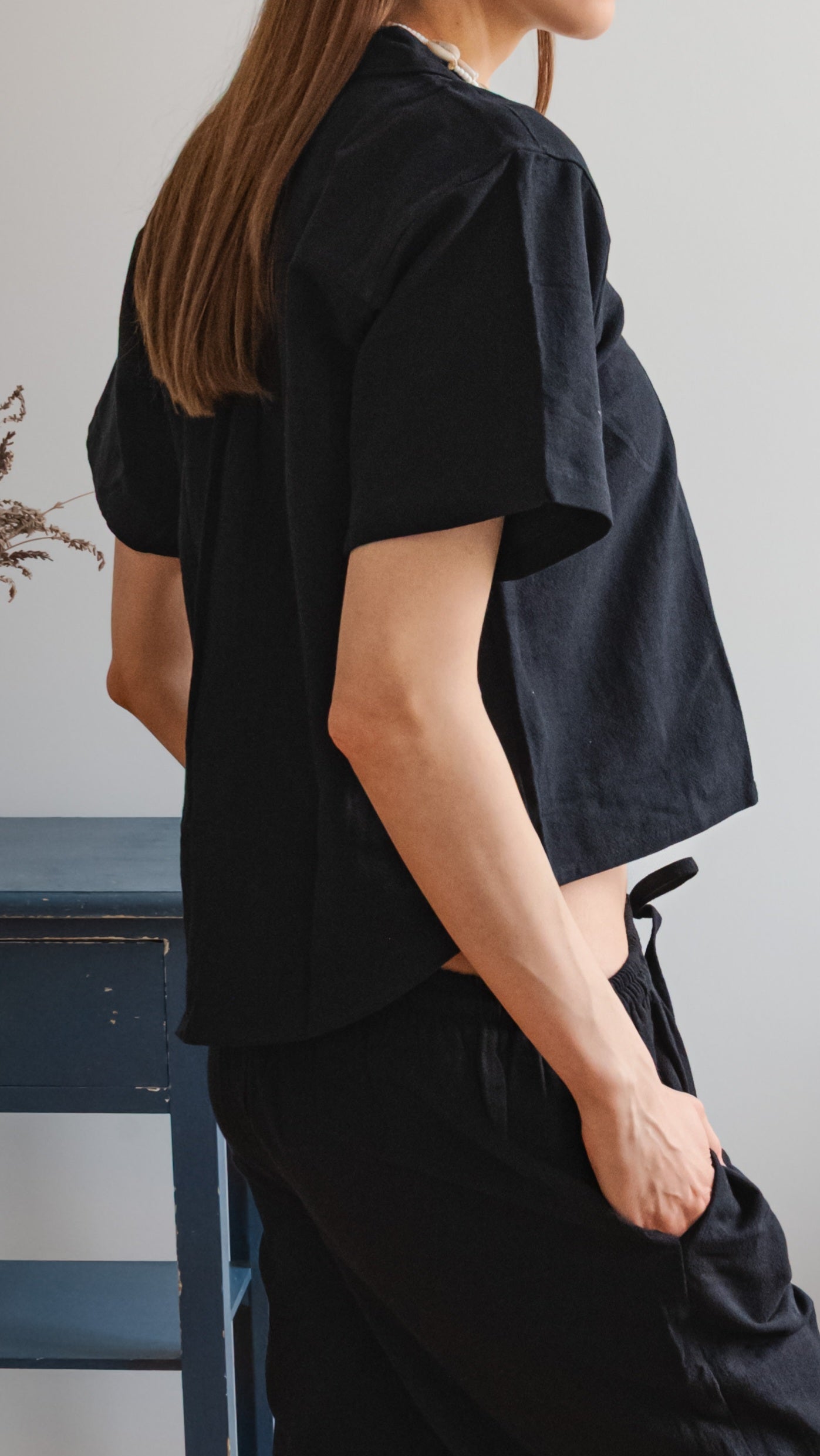 Kurzarm-Leinenbluse Damen - 100% Leinen
