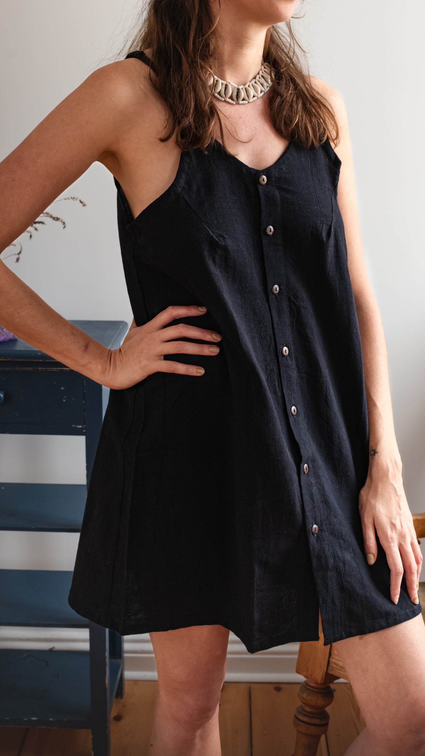 Leinenkleid mit Knopfleiste –  100 % Leinen
