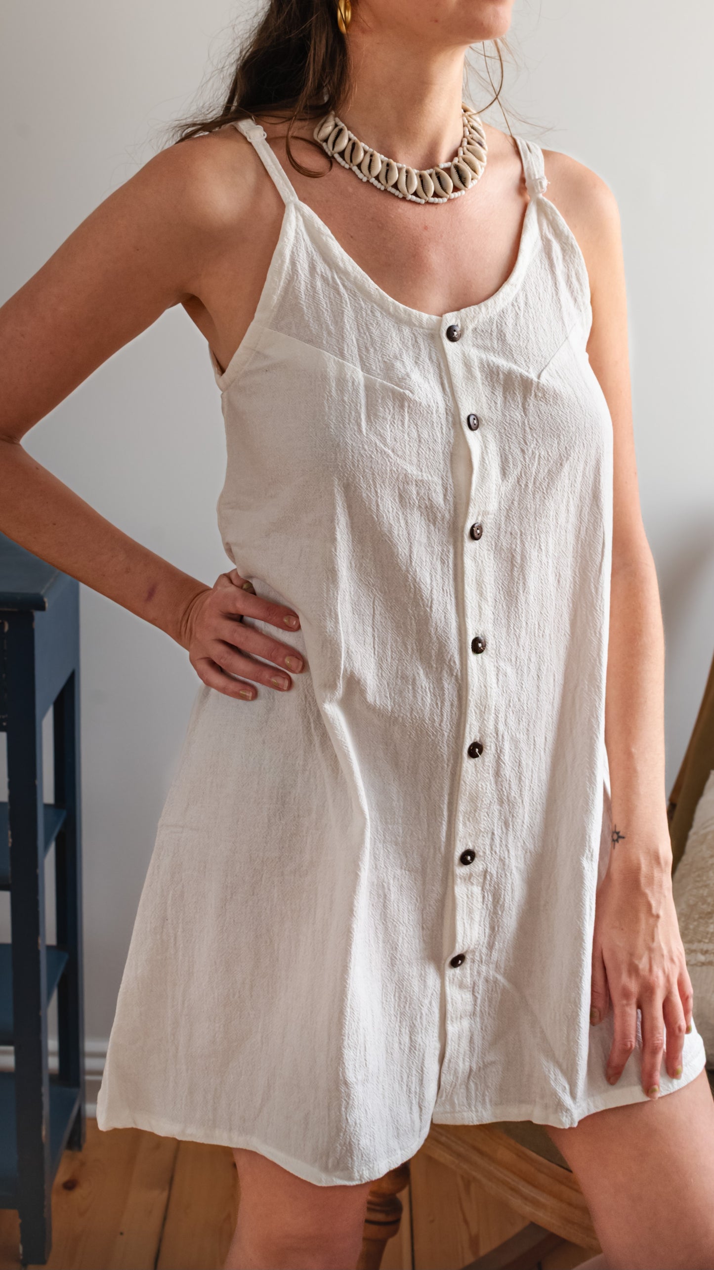 Leinenkleid mit Knopfleiste –  100 % Leinen
