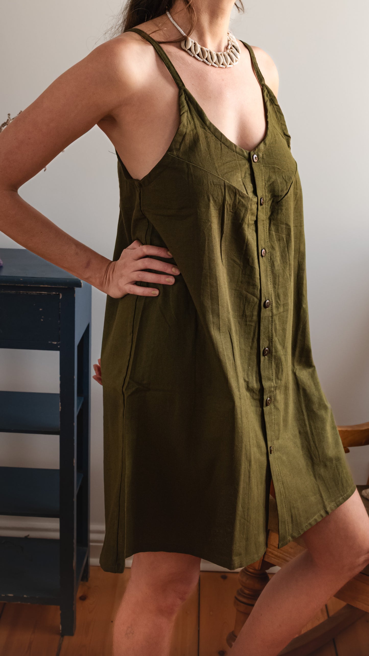 Leinenkleid mit Knopfleiste –  100 % Leinen